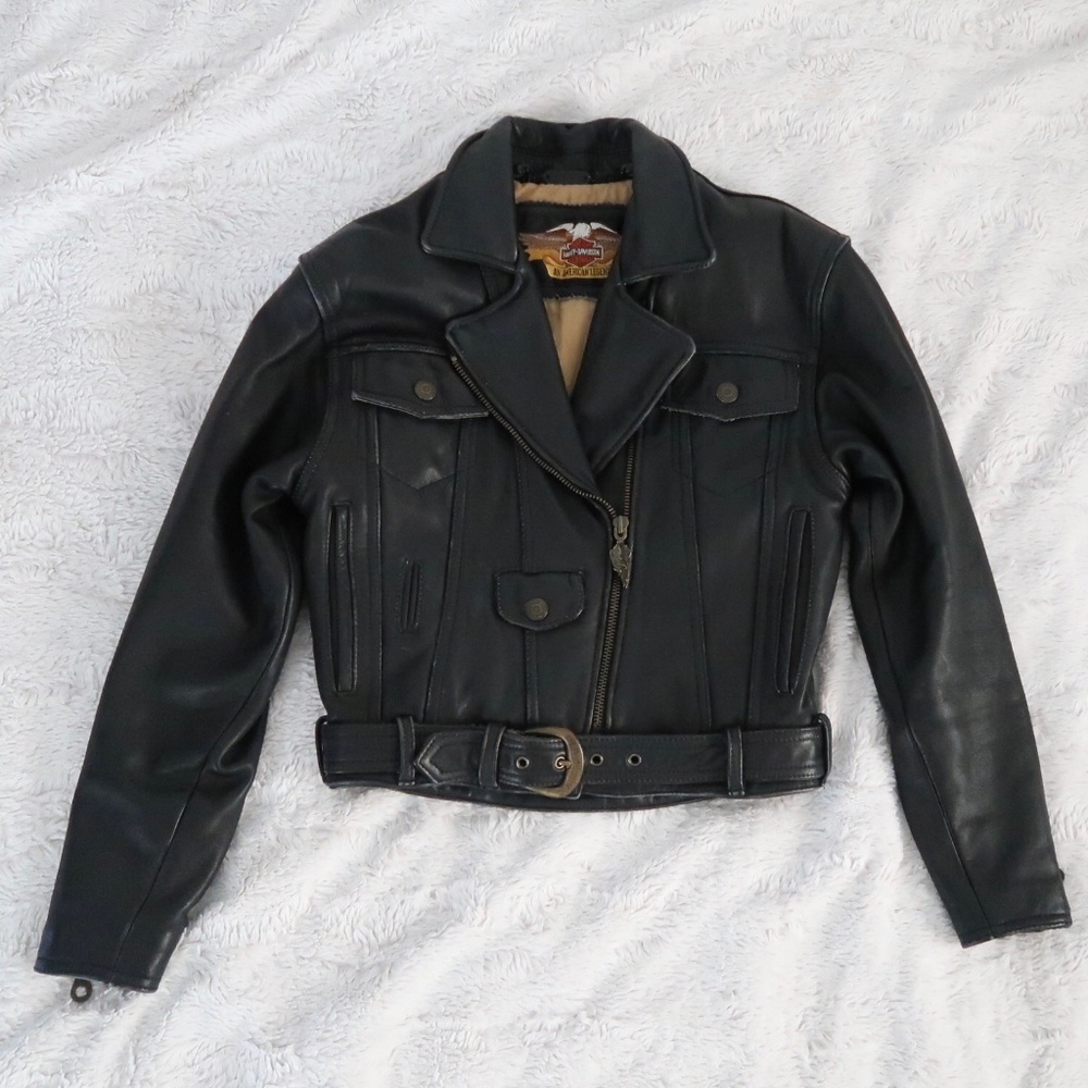 Harley Davidson Black Leather Motorcycle Jacket